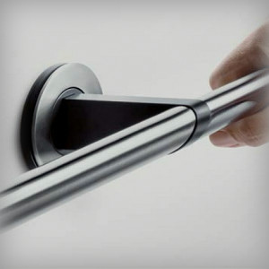 Support handles and rails for sanitary facilities