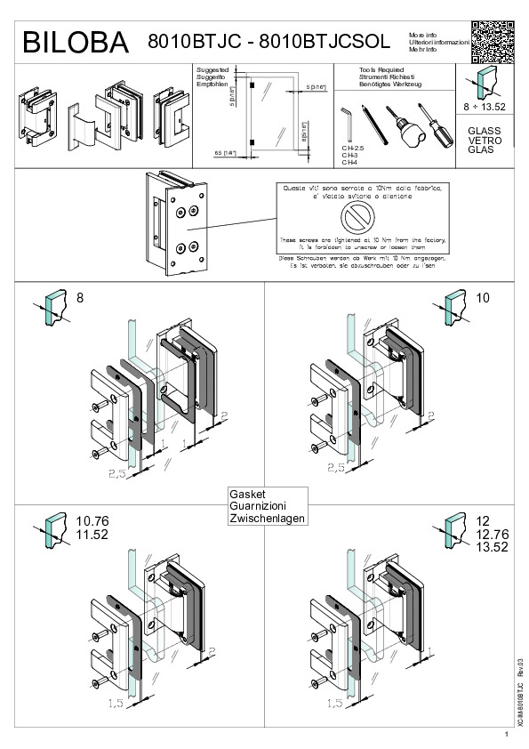 Installation and adjustments for BILOBA BL 8010 BT JC / BL 8010 BT JC SOL  