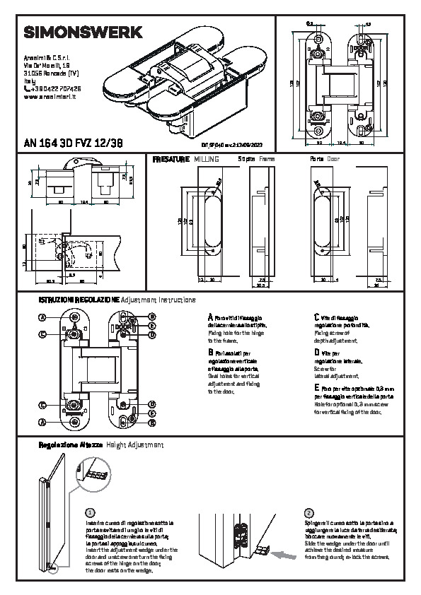 ANSELMI AN 164 3D FVZ 12/38 - Installation manual (IT/EN)