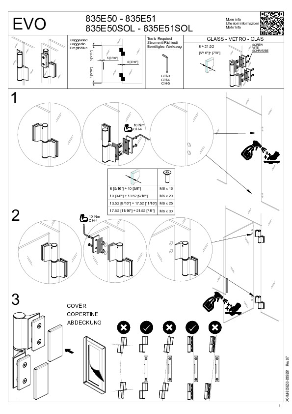 EVO 835E50 / 835E50SOL / 835E51 - installation manual (EN/IT/DE)