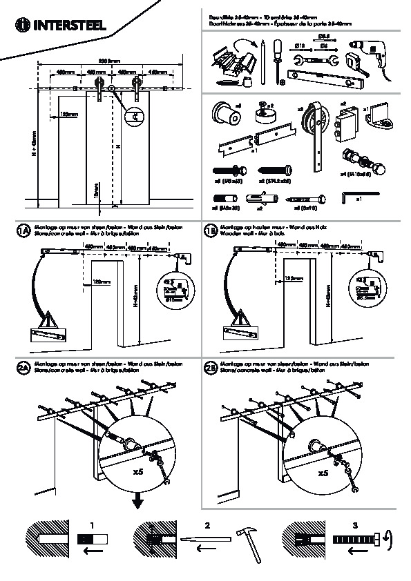 Sliding door set WHEEL 200 - installation instructions