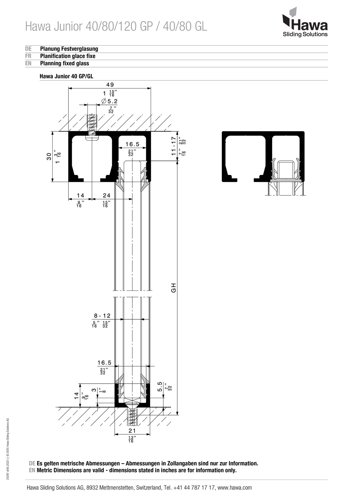 Hawa Junior GP/GL - mounting instructions Fixed glass