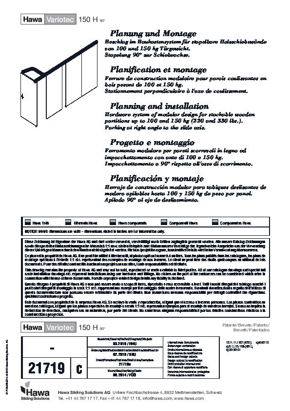HAWA VARIOTEC 150 H - assembly instructions with sash alignment at 90° to the sliding axis