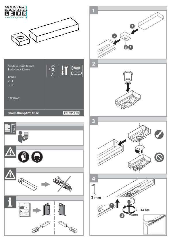 Concealed closer BOXER back check 12mm