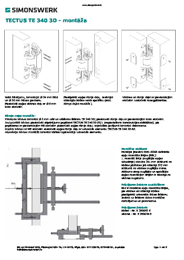 Assembly description and milling calculation Tectus 340