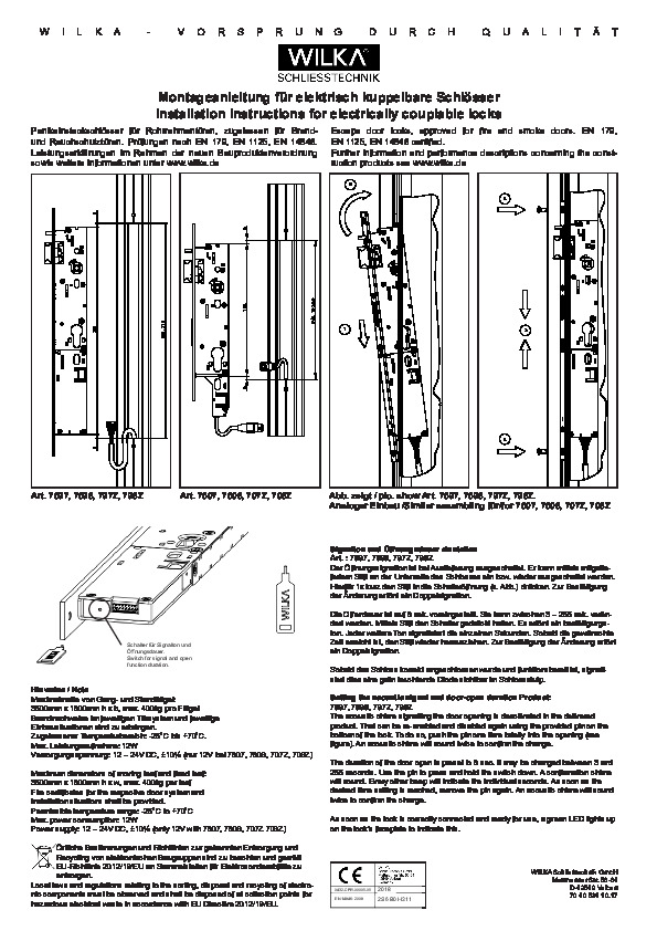 WILKA solenoid locks - assembly instructions (DE/ENG)