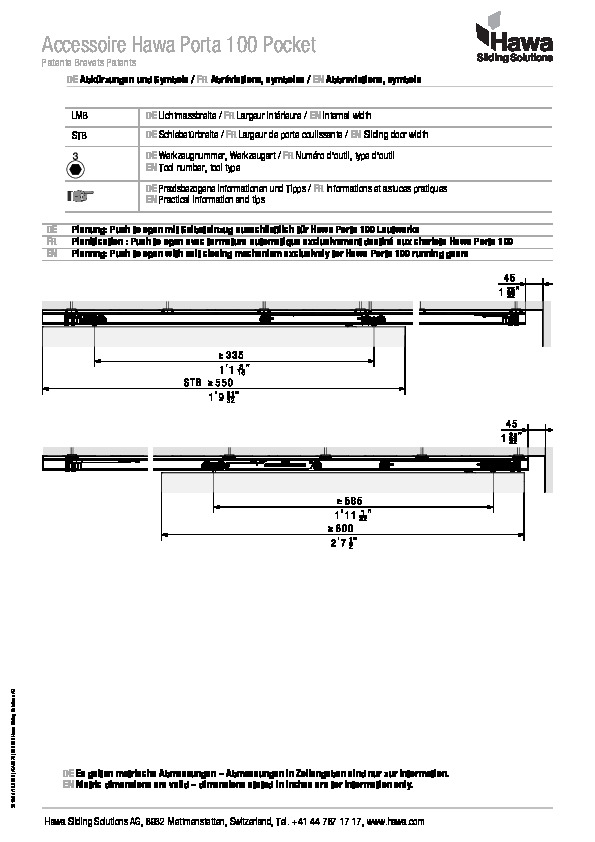 HAWA PORTA 100 HMT - Mpounting instructions Push-to-open