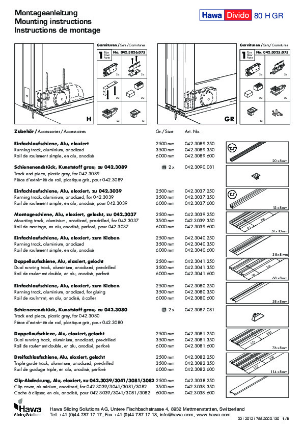 HAWA DIVIDO 80 H - mounting instructions