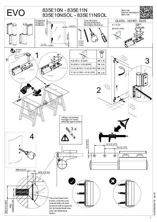EVO 835E10N / 835E11N / 835E10NSOL / 835E11NSOL - installation instructions (EN/IT/DE)