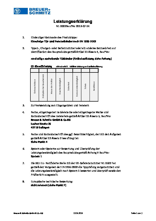 Declaration of performance EīD 002 BauPVo 20130714 DE