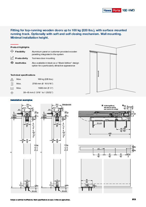 HAWA Porta 100 HMD - hardware system catalogue (EN)