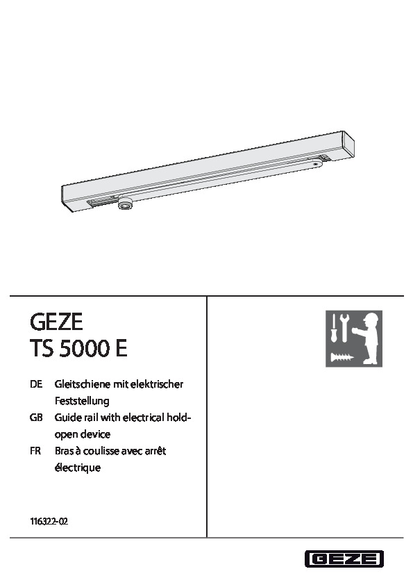 Guide rail with electrical hold-open device TS 5000 E - installation instruction