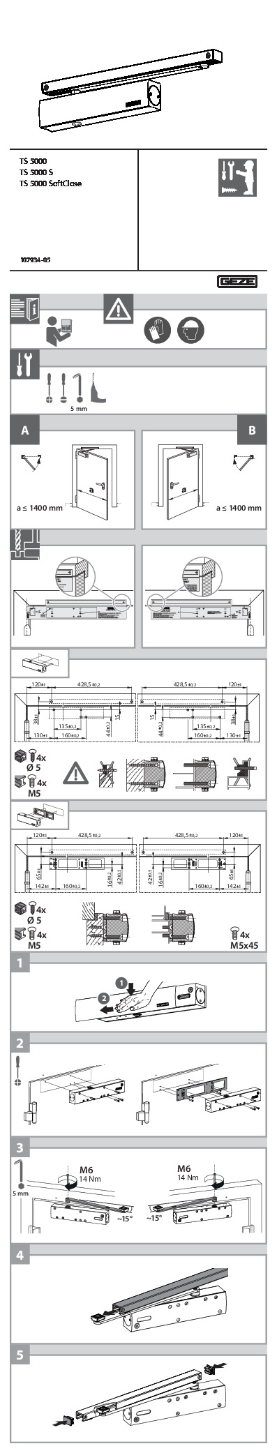 Door closer TS5000 assembly instructions