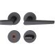 Handle set on round roses WC, door thickness 39-58 mm, aluminium black 0810