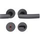 Handle set on round roses WC, door thickness 39-58 mm, aluminium black 0810