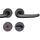Handle set on round roses WC, door thickness 39-58 mm, aluminium black 0810