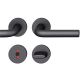 Handle set on round roses WC, door thickness 39-58 mm, aluminium black 0810