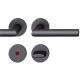 Handle set on round roses WC, door thickness 39-58 mm, aluminium black 0810