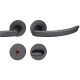 Handle set on round roses WC, door thickness 39-58 mm, aluminium black 0810