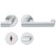Handle set on round roses WC, door thickness 39-58 mm, stainless steel matt