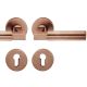 Handle set with round roses PZ, door thickness 39-58 mm, light bronze