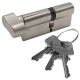 1405 A profile cylinder with knob, P55-45 mm, 3 keys., elliptical knob, nickel-plated