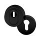 Security rose 14 mm with cylinder security disc + strike rose 1735, black RAL 9005
