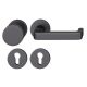 FSB 79 1134 door knob set with PZ round roses for fireproof emergency doors, matt black S8,RIGHT