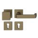 FSB 79 1134 door knob set with PZ square roses for fireproof emergency doors, medium dark bronze S5,RIGHT