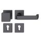 FSB 79 1134 door knob set with PZ square roses for fireproof emergency doors, matt black S8,RIGHT