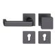 FSB 79 1134 door knob set with PZ square roses for fireproof emergency doors, matt black S8,LEFT