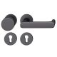 FSB 79 1290 door knob set with PZ round roses for fireproof emergency doors, matt black S8,RIGHT