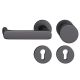 FSB 79 1290 door knob set with PZ round roses for fireproof emergency doors, matt black S8,LEFT