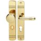 Security handle set with doorknob PZ 72mm, with cylinder protection, polished brass