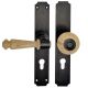Security backplates with wooden handle and knob, PZ72/8 mm, blackened, HAND MADE