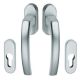 1002 Handle/oval rose PZ set for balcony doors, F1 silver, DB up to 75 mm