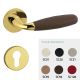 CLUB M181B handle/rose set, PZ, gold tone PVD polished + Frau® leather (ZV)