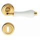 DALIA handle set with roses 103 BB, polished brass + white porcelain