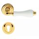 DALIA handle set with roses 103 PZ, polished brass + white porcelain