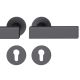 Handle set on round roses PZ, door thickness 39-58 mm, aluminium black 0810