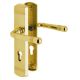 SICURA SCARLET backplate set for exterior doors,with handle/handle, PZ72mm,without security disc, polished brass with golde PVD coating ZP-PVD