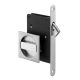 Sliding door lock with WC knob, square roses, nickel-plated satin (NS)