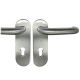 Fire safety door handle set TARGA/K-103 FS with knob and short backplates PZ 9/72, stainless steel