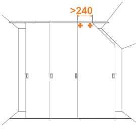 HAWA DIVIDO 80 H DS2 Mehānismu sistēma bīdāmajām koka durvīm un starpsienām ar slīpajiem griestiem un 2-punktu augšējo stiprinājumu