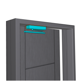 Uksesulgur GEZE TS 5000 koos juhtsiiniga T-STOP TS 5000/3000 korpuse paigaldusnurgaga - PAIGALDUSSKEEM KL