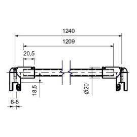 Ümmarguse profiiliga dušikabiini stabilisaator 1240 mm - klaas/klaas