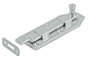 Barrel bolt with knob, 100x50x2, galvanised