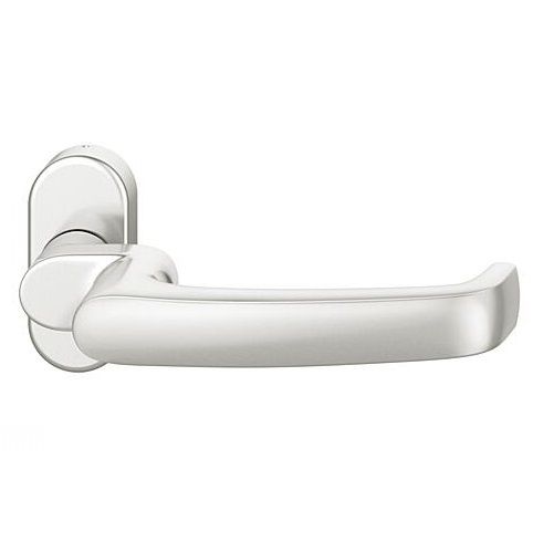 FSB 06 1045 cranked handle for framed fireproof emergency door on oval rose, natural aluminium F1