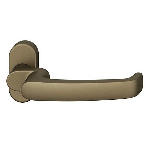FSB 06 1045 cranked handle for framed fireproof emergency door on oval rose, medium dark bronze S5