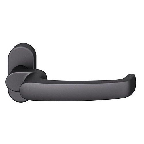 FSB 06 1045 cranked handle for framed fireproof emergency door on oval rose, matt black S8